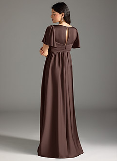 Azazie Verna Maternity Bridesmaid Dresses A-Line Ruched Stretch Satin Floor-Length Dress image2