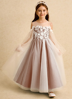 Azazie Zimi vestidos de niña de las flores Vestido de Bronceador de Tul de Princesa con Escote de Corazón image7