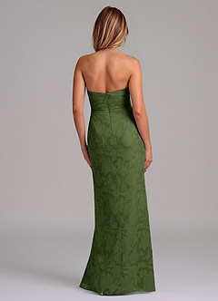 Azazie Jemma 신부 들러리 드레스 A라인 주름진 플로럴 번아웃 바닥 길이 드레스 image6