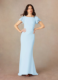Azazie Peppermint Mère de la mariée Robes Robe Sirène en Crêpe Élastique Encadrement froncé Bleu Ciel image1