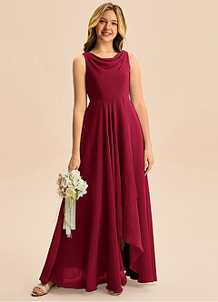 Azazie Mannie Junior Linia A Pofałdowany Szyfon Asymetryczny Młodsza druhna Sukienka image1