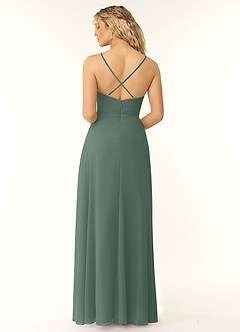 Azazie Naeem Bridesmaid Dresses Eucalyptus A-Line V-Neck Ruffle Chiffon Dress image2