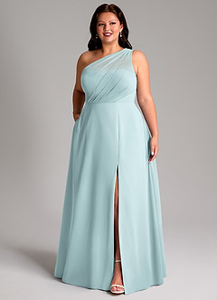 Azazie Phaedra Bridesmaid Dresses Mist A-Line One Shoulder Chiffon Dress image12