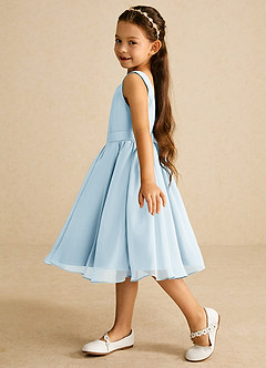 Azazie Ari Flower Girl Dresses Sky Blue A-Line Sleeveless Chiffon Dress image4