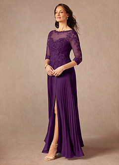 Azazie Corinne Mother of the Bride Dresses Grape A-Line Sequins Chiffon Dress image5