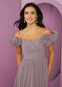 Barbie ♥ Azazie Bridesmaid Dresses Dusk A-Line Off the Shoulder Chiffon Convertible Dress image6