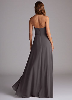 Azazie Wren Bridesmaid Dresses Steel Grey A-Line Side Slit Chiffon Convertible Dress image2