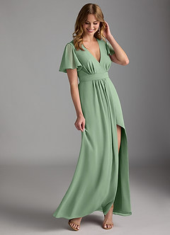 Azazie Zaniah Bridesmaid Dresses Matcha A-Line Chiffon Dress image6