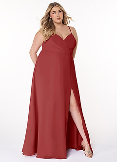 Azazie Everleigh Brautjungfernkleider A-Linie Herzchen Gefaltet Chiffon Kleid Rost image8