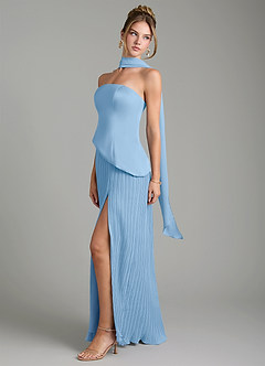Azazie Tierney Bridesmaid Dresses Powder Blue A-Line Strapless Chiffon Convertible Dress image8