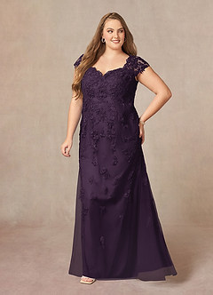Azazie Marbella Mère de la mariée Robes Robe Sirène en Dentelle Paillettes Reine Anne Prune image10