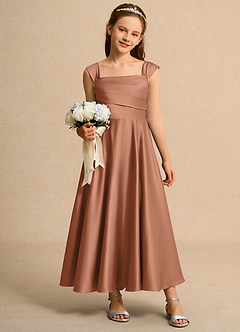 Azazie Bundle Junior Formal Flower Girl Klänningar Klä A-Line i Matt satäng Plisserad image3