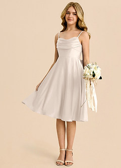 Azazie Bear Junior White Alabaster A-Line Sweetheart Neckline Stretch Satin Dress image4