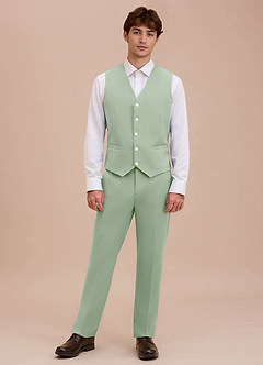 front Ethan Verde Salvia Gilet da abito in tessuto raffinato