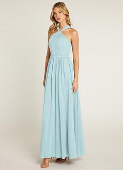 Azazie Jacey Final Sale Sea Glass A-Line Pleated Chiffon Dress image3