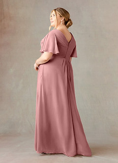 Azazie Morning Glory Mother of the Bride Dresses A-Line V-Neck Ruched Chiffon Floor-Length Dress image9