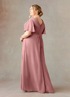 Azazie Morning Glory Mother of the Bride Dresses Desert Rose A-Line V-Neck Ruched Chiffon Dress image8