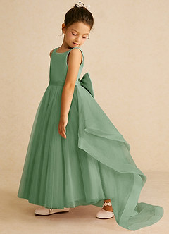 Azazie Pumpkin Flower Girl Dresses Matcha A-Line Convertible Tulle Dress image4