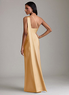 Azazie Galinda Suknie dla druhen Syrena Jedno ramię Satyna elastyczna Do ziemi Sukienka image6