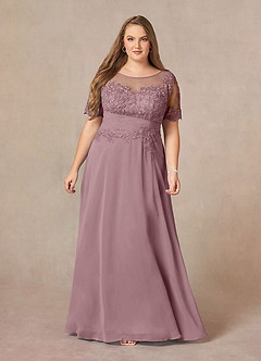 Azazie Raissa Mother of the Bride Dresses Dusty Rose A-Line Lace Chiffon Dress image12
