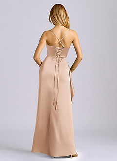 Azazie Sarai Robes de demoiselle d'honneur Robe Fourreau en Satin extensible Corset Rose Anglais image5