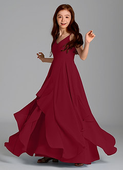 Azazie Karan Junior Abito A-Line in Chiffon Borgogna image5