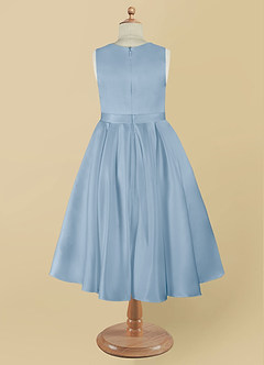 Azazie Coco Flower Girl Dresses Powder Blue A-Line Bow Matte Satin Dress image9