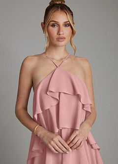 Azazie Deena Abiti da Damigella Abito A-Line in Chiffon Drappeggiato Rosa Polverosa image3