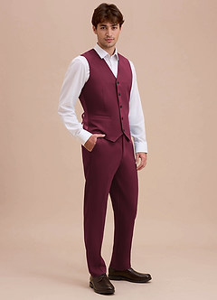 front Ethan Burgundy Refined Weave Suit Vest