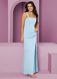 Barbie ♥ Azazie Bridesmaid Dresses Sky Blue Mermaid Pleated Chiffon Dress image4