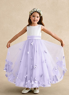 Azazie Vi vestidos de niña de las flores Vestido de Lila de Tul de Corte En A con Sin mangas image5
