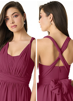 Azazie Olani Bridesmaid Dresses Mulberry A-Line Off the Shoulder Chiffon Convertible Dress image5