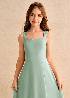 Azazie Makani Girls Formal Abiti da Ragazza di Fiori Abito A-Line in Chiffon Scollo a Cuore Agave image6