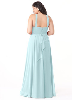 Azazie Dixie Bridesmaid Dresses Sea Glass A-Line Halter Pleated Chiffon Dress image10