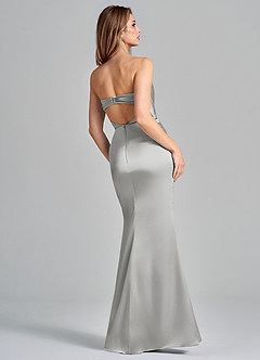 Azazie Olea 신부 들러리 드레스 인어 스트랩리스 스트레치 새틴 바닥 길이 드레스 image5