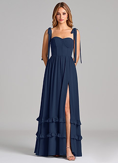 Azazie Anastacia Bridesmaid Dresses Dark Navy A-Line Sweetheart Neckline Chiffon Dress image6