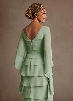 Azazie Arabinda Mother of the Bride Dresses Dusty Sage Sheath Ruched Chiffon Dress image6