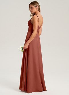 Azazie Terese Bridesmaid Dresses Auburn A-Line Pleated Chiffon Dress image5