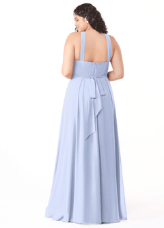 Azazie Dixie Bridesmaid Dresses Ice A-Line Halter Pleated Chiffon Dress image10