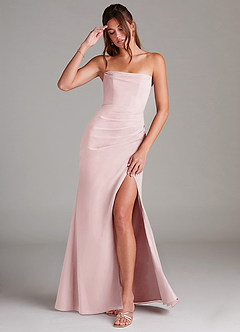 Azazie Leonis Bridesmaid Dresses Blushing Pink Sheath Strapless Chiffon Convertible Dress image1