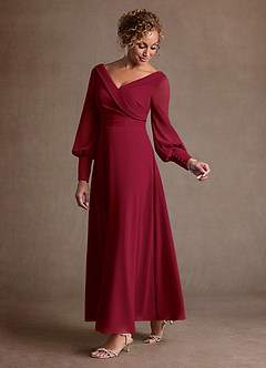 Azazie Paterson Suknie dla Matki Panny Młodej Linia A Pofałdowany Szyfon Długość kostki Sukienka image5