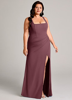 Azazie Mero Brudtärnklänningar Klänning av Tubklänning i Chiffong Plisserad Sangria image13