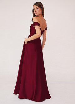 Barbie ♥ Azazie Bridesmaid Dresses Burgundy A-Line Off the Shoulder Stretch Satin Convertible Dress image3