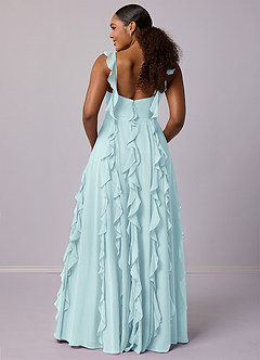 Barbie ♥ Azazie Bridesmaid Dresses Sea Glass A-Line with Pockets Chiffon Dress image11