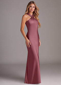 Azazie Doretta Bridesmaid Dresses Desert Rose Mermaid Pleated Stretch Satin Dress image3