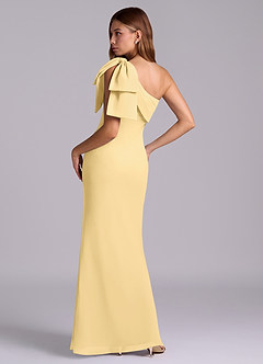 Azazie Yuanna Bridesmaid Dresses Butter Mermaid One Shoulder Chiffon Dress image6