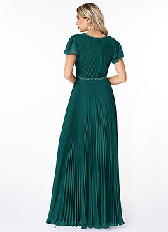 Azazie Kara Modest Bridesmaid Dresses A-Line Pleated Chiffon Floor-Length Dress image2