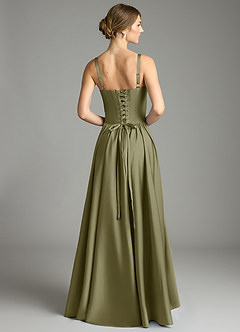 Azazie Evadina Suknie dla druhen Linia A Gorset Satyna elastyczna Do ziemi Sukienka image2