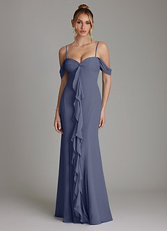Azazie Karmela Bridesmaid Dresses Stormy A-Line Off the Shoulder Chiffon Dress image1