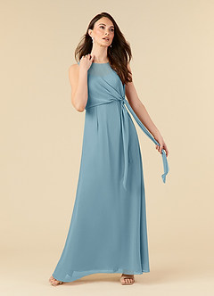 Azazie Marchioness Mother of the Bride Dresses Moody Blue A-Line Scoop Pleated Chiffon Dress image1